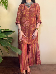 Manaa Crape Printed Bloom Cord-Set