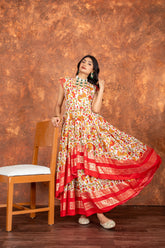 Glitzy Pure Heavy Cotton Linen Double Fair Anarkali Gown