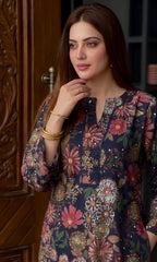 Zuri Cotton Silk Summer Floral Long Kurta