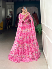 Blossom Georgette Printed Lehengha Choli With Dupatta