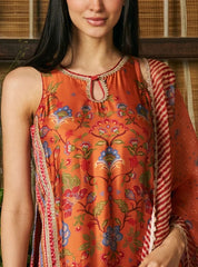Mannat Celebration Pure Satin Designer Orange Kurta Set
