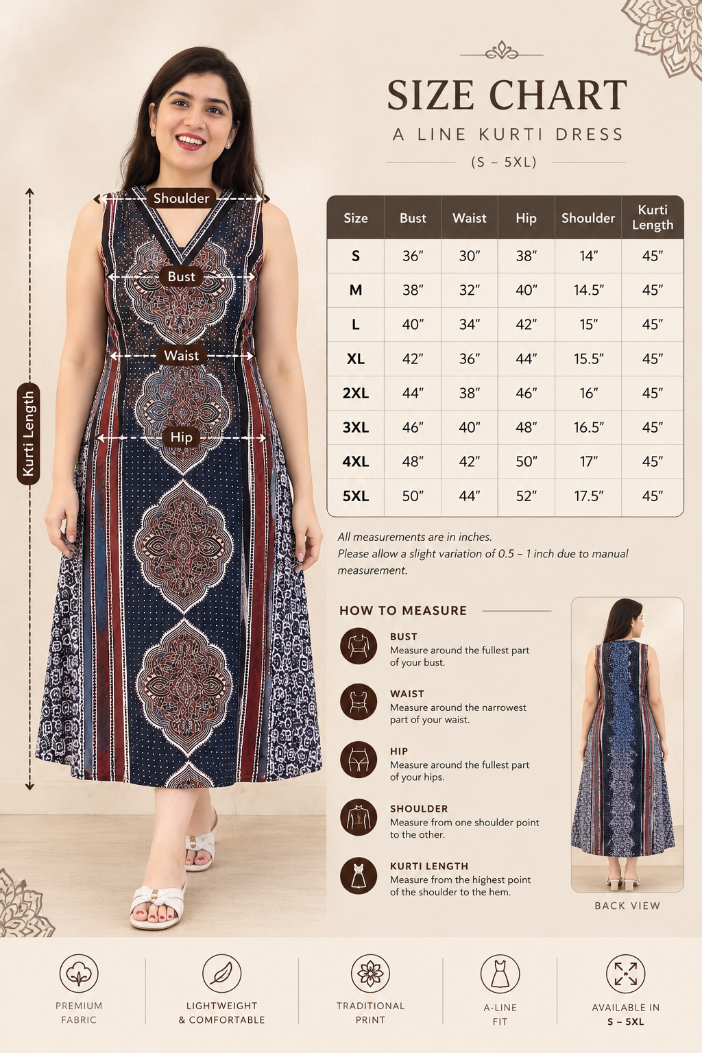 Vanspati Ajrakh HandPrint Cotton Kurti