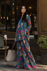 Jannat Teal Floral Print Style Outfit