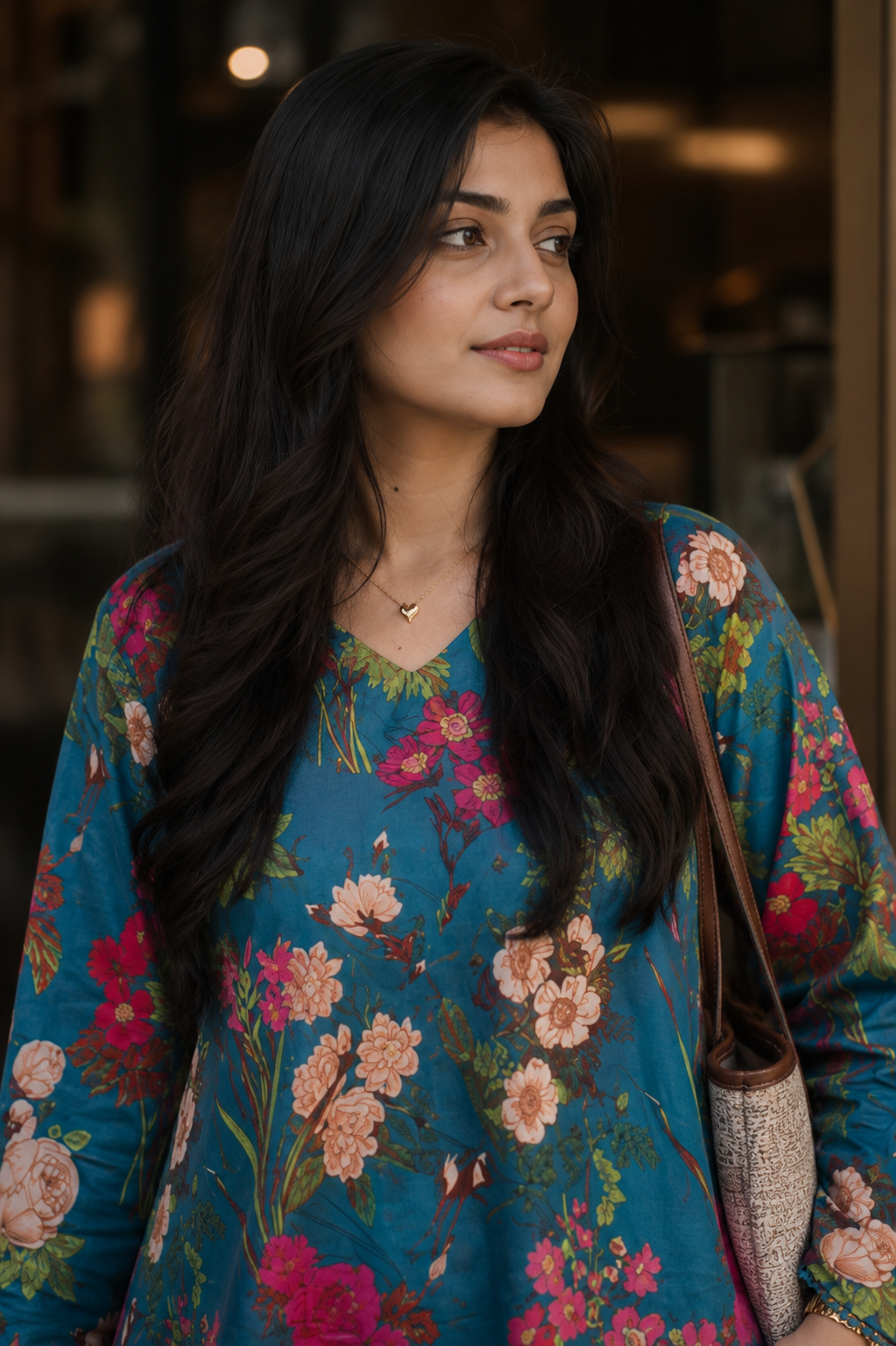Jannat Teal Floral Print Style Outfit