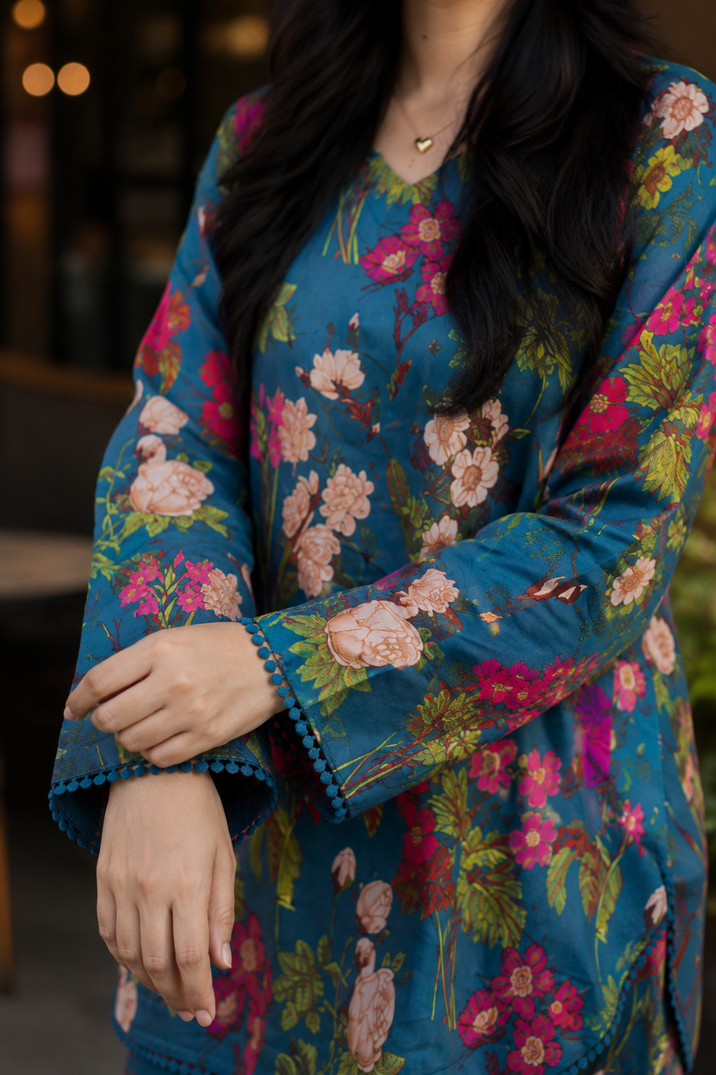 Jannat Teal Floral Print Style Outfit