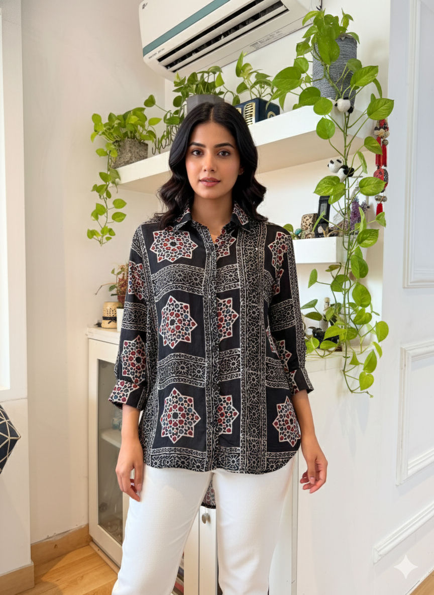 Sahiba Ajrakh Print Maldhari Heritage Shirt