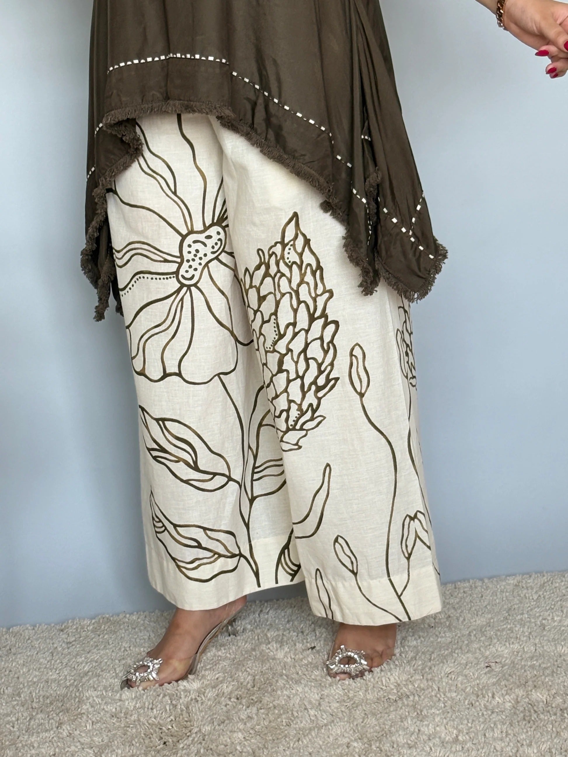 Olive Green Asymmetrical Muslin Co-ord Set