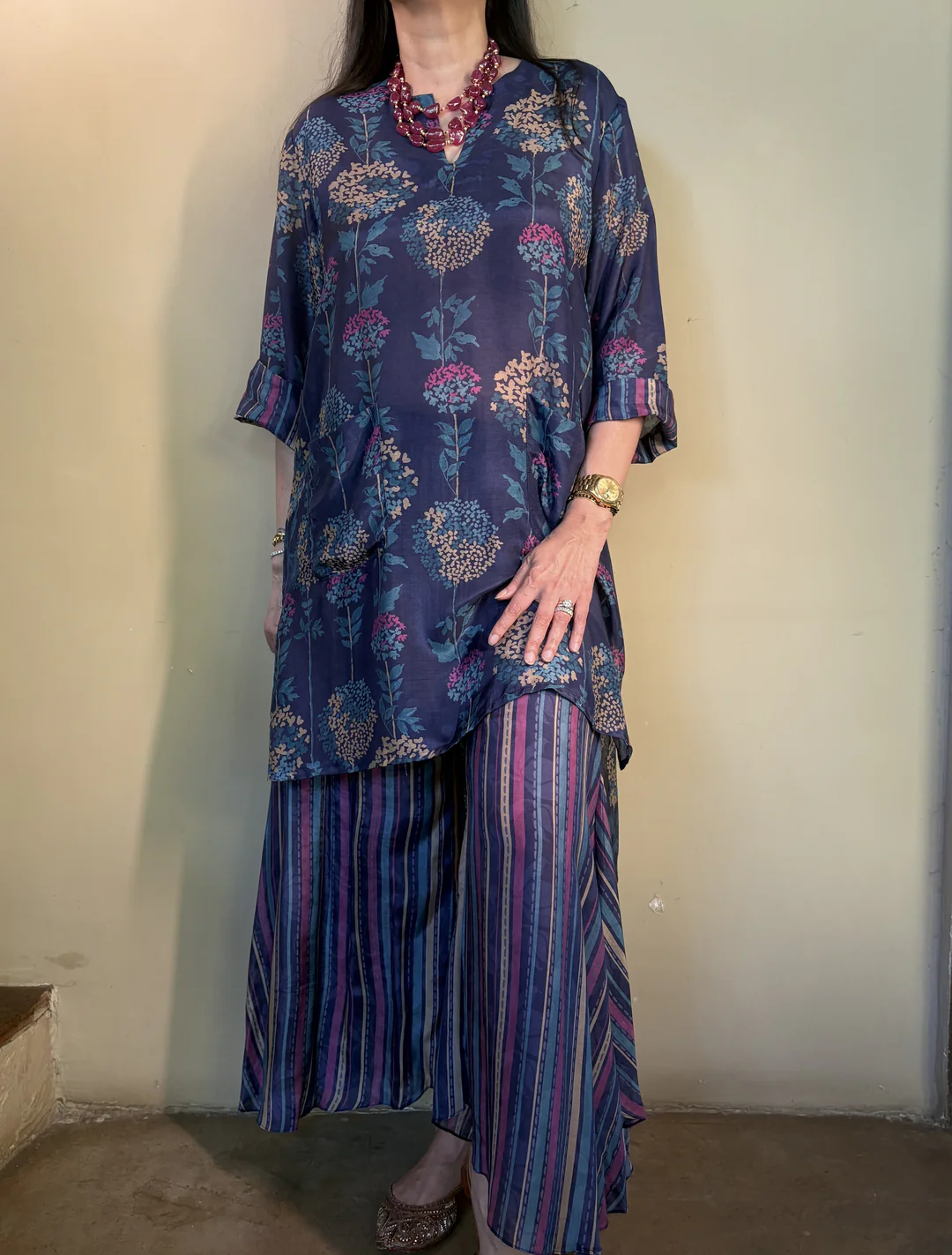 Manaa Crape Printed Bloom Cord-Set