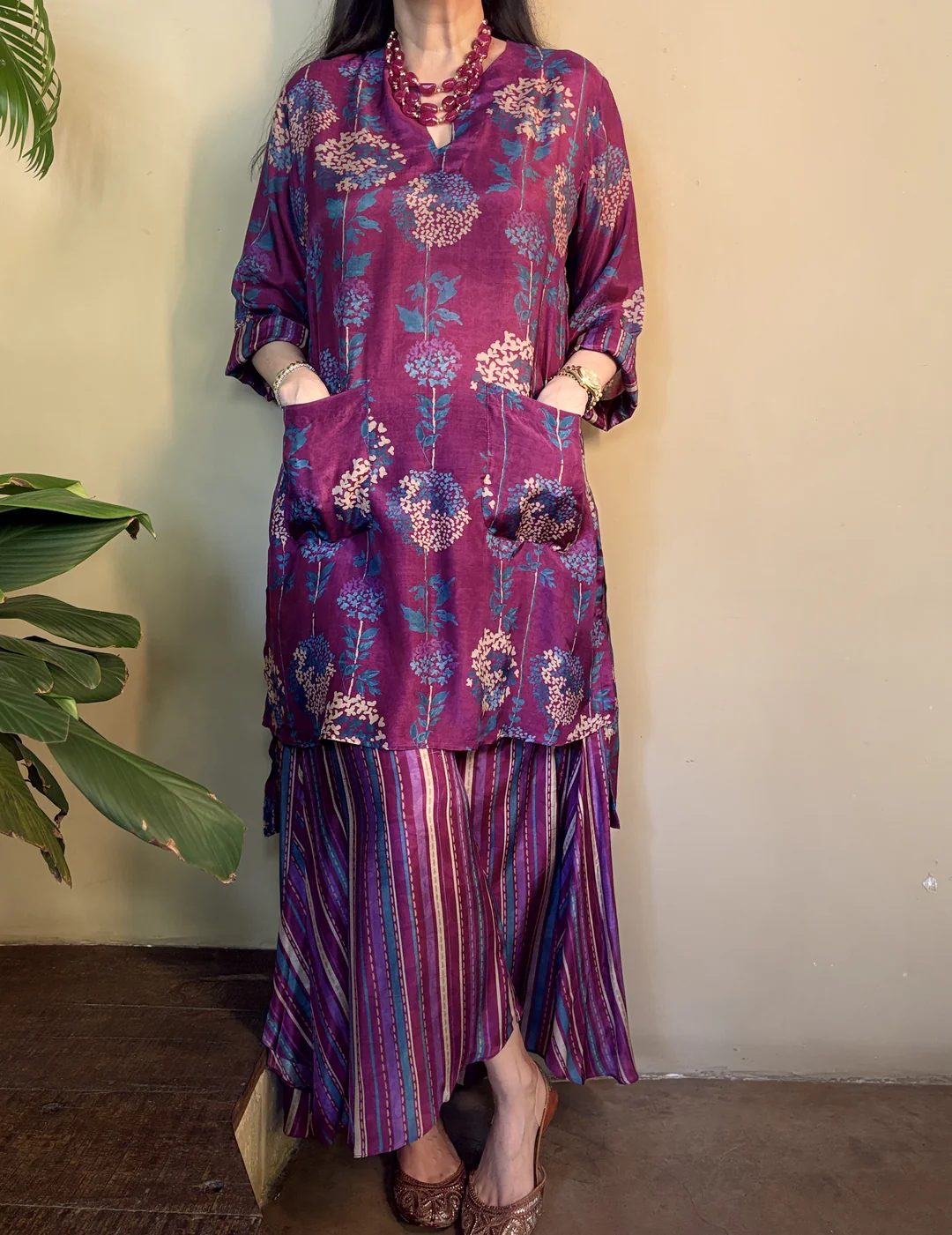 Manaa Crape Printed Bloom Cord-Set