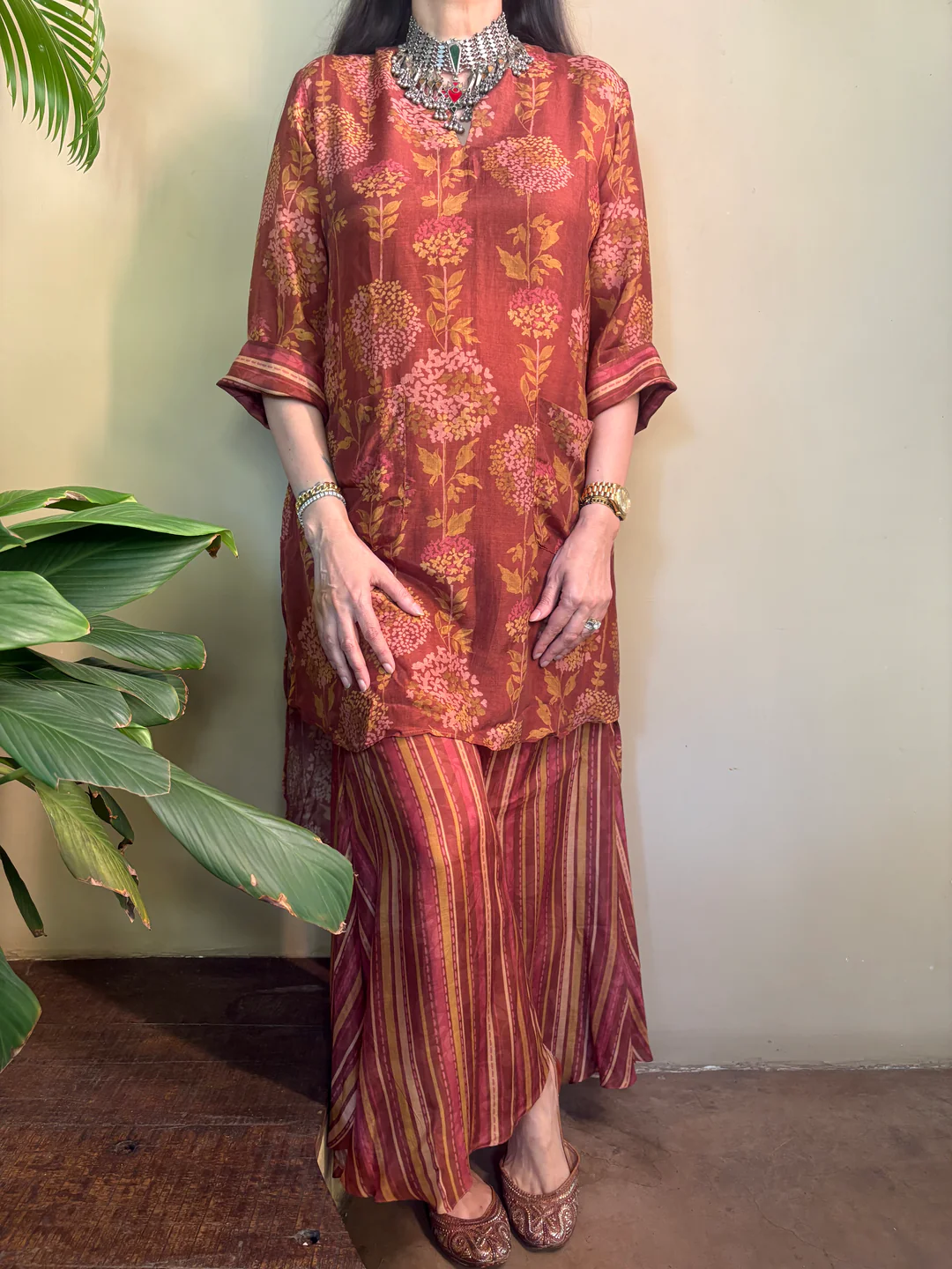 Manaa Crape Printed Bloom Cord-Set