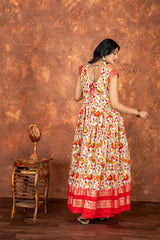 Glitzy Pure Heavy Cotton Linen Double Fair Anarkali Gown