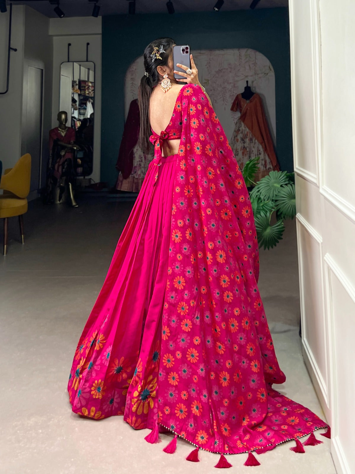Delicate Tussar Silk Floral Print Lehengha Choli With Dupatta
