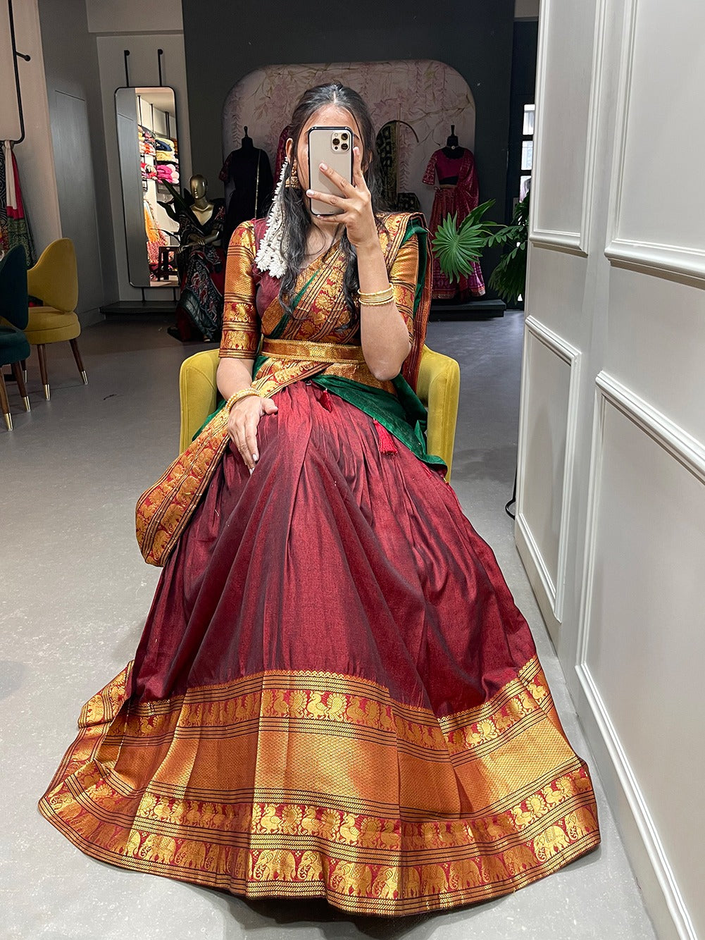 Emerald Narayan pet Zari Weaving Lehengha Choli With Dupatta