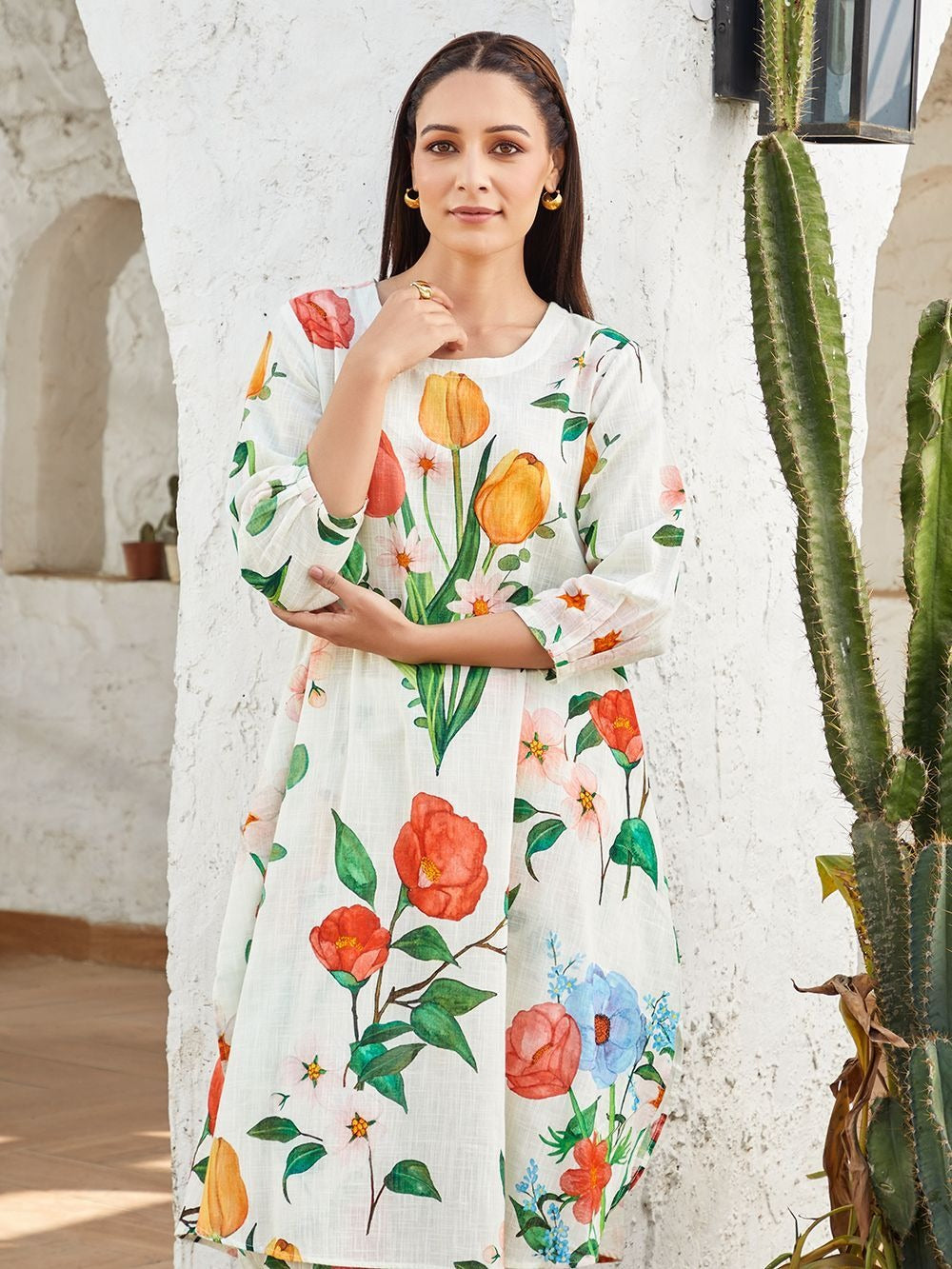 Mastani Printed Cotton Slub Kurta with Pants