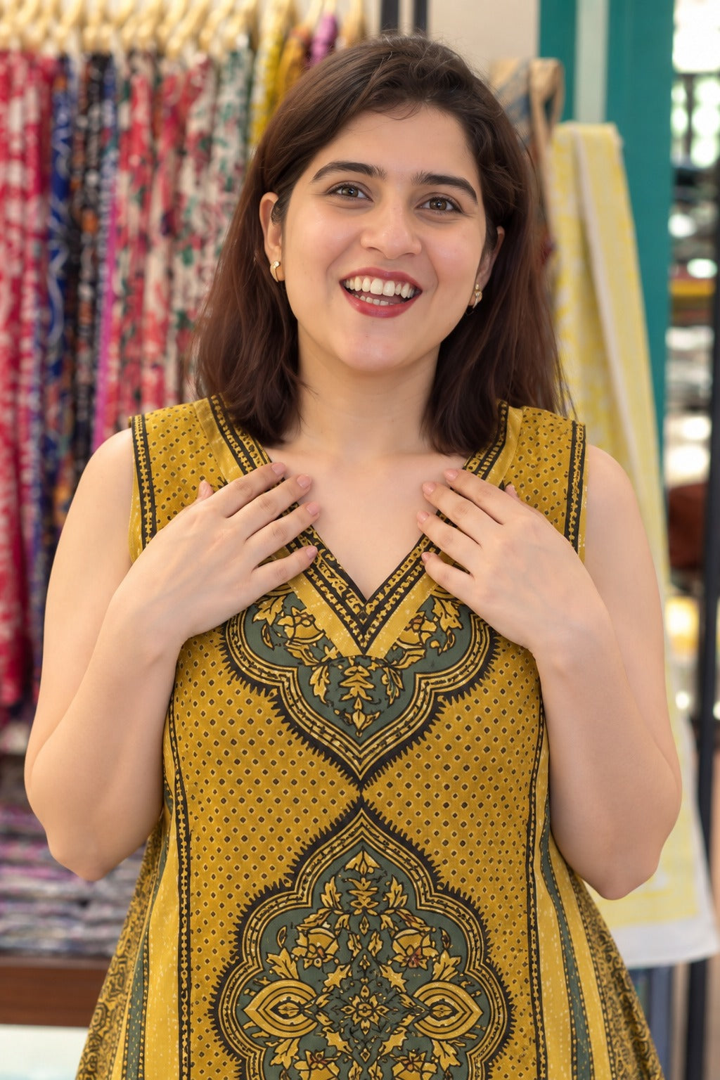 Vanspati Ajrakh HandPrint Cotton Kurti