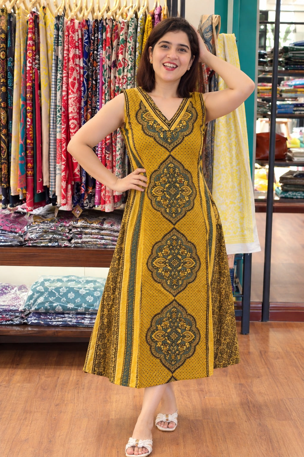 Vanspati Ajrakh HandPrint Cotton Kurti