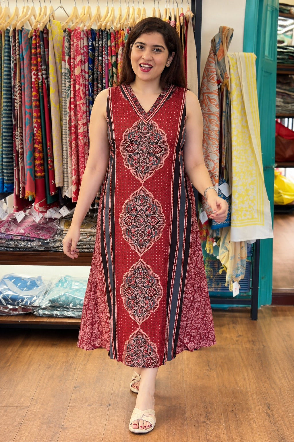 Vanspati Ajrakh HandPrint Cotton Kurti