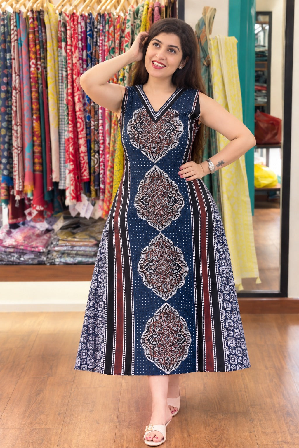 Vanspati Ajrakh HandPrint Cotton Kurti