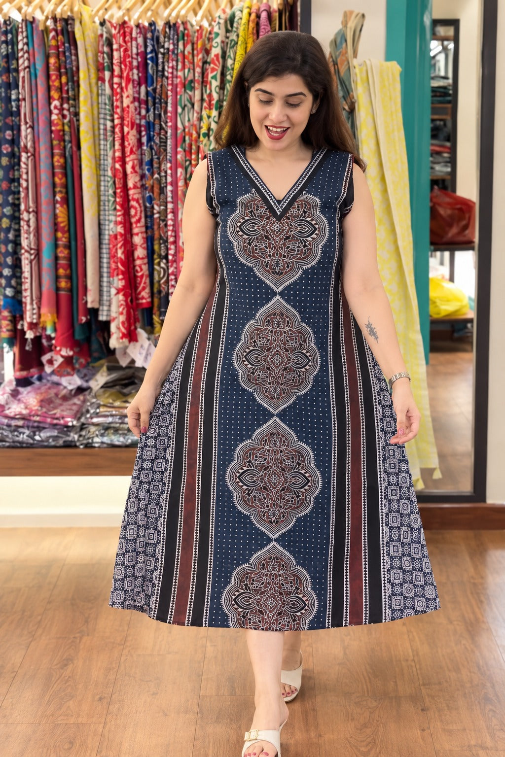 Vanspati Ajrakh HandPrint Cotton Kurti