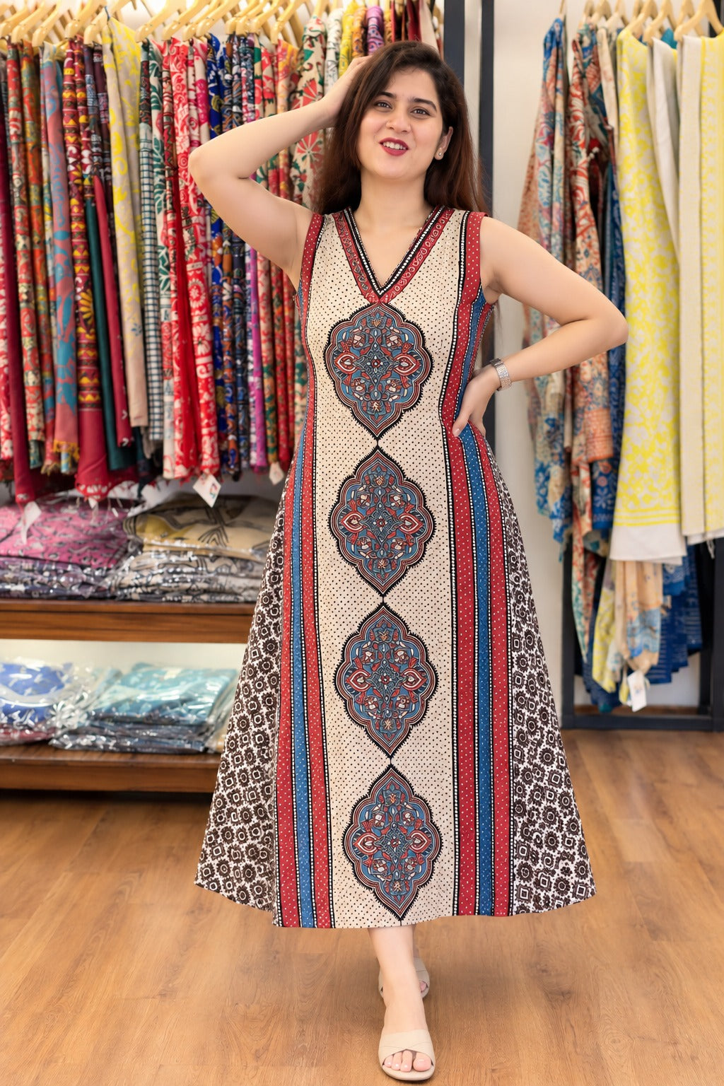 Vanspati Ajrakh HandPrint Cotton Kurti