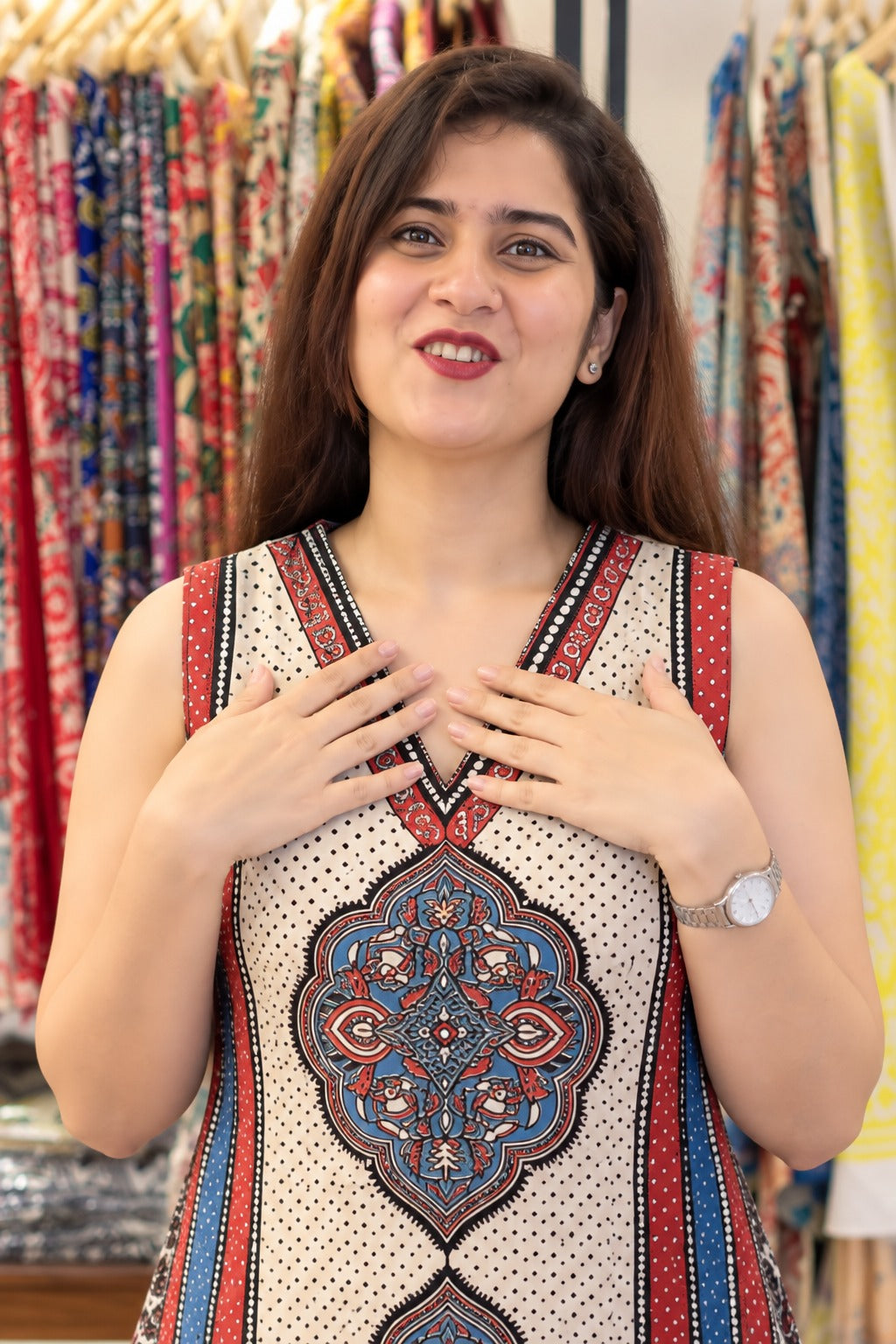 Vanspati Ajrakh HandPrint Cotton Kurti