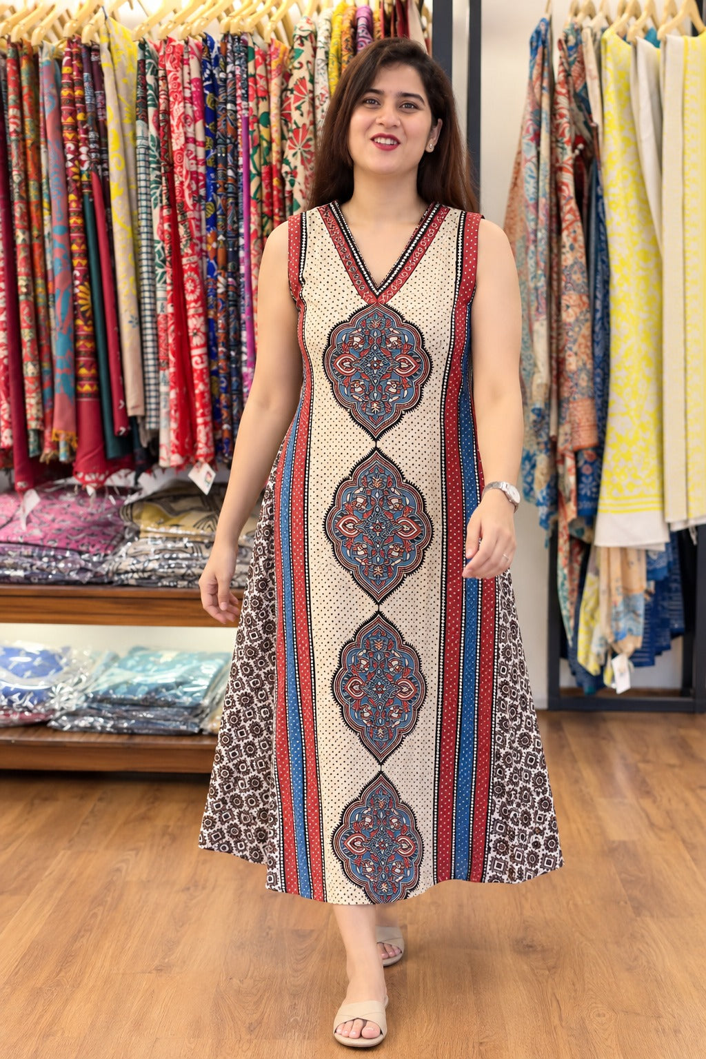 Vanspati Ajrakh HandPrint Cotton Kurti
