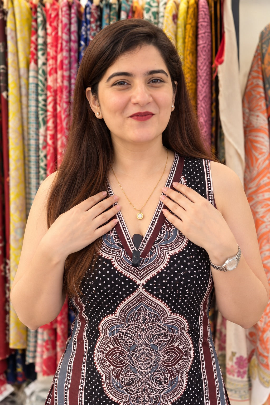 Vanspati Ajrakh HandPrint Cotton Kurti