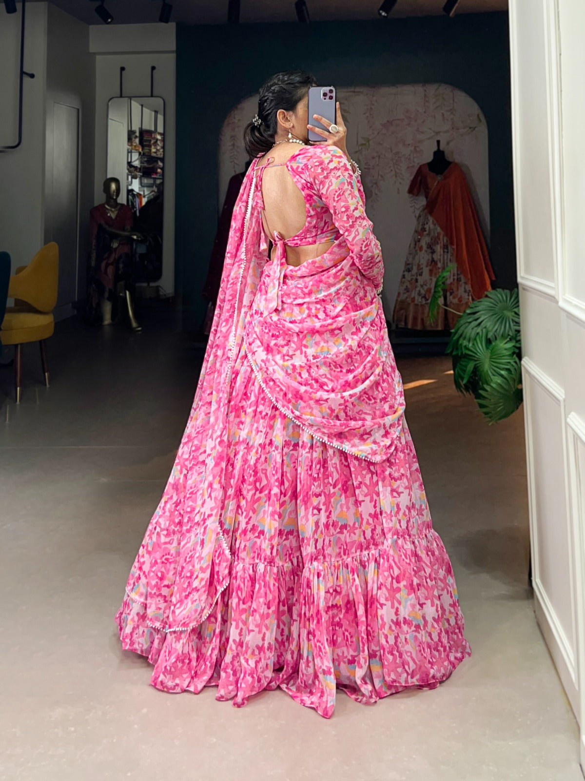 Blossom Georgette Printed Lehengha Choli With Dupatta