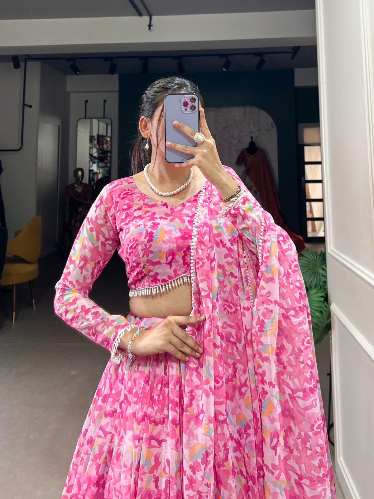 Blossom Georgette Printed Lehengha Choli With Dupatta