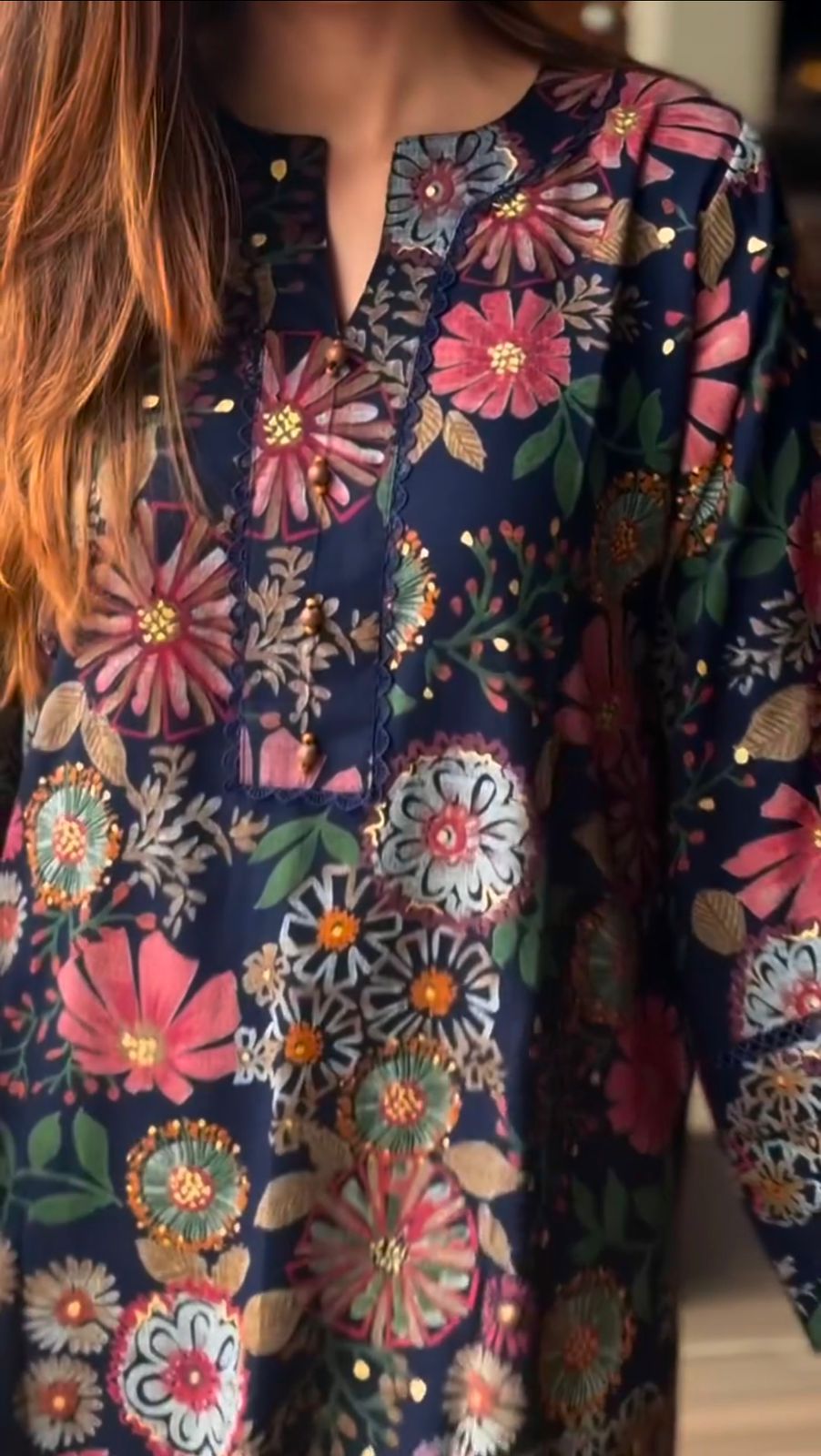 Zuri Cotton Silk Summer Floral Long Kurta