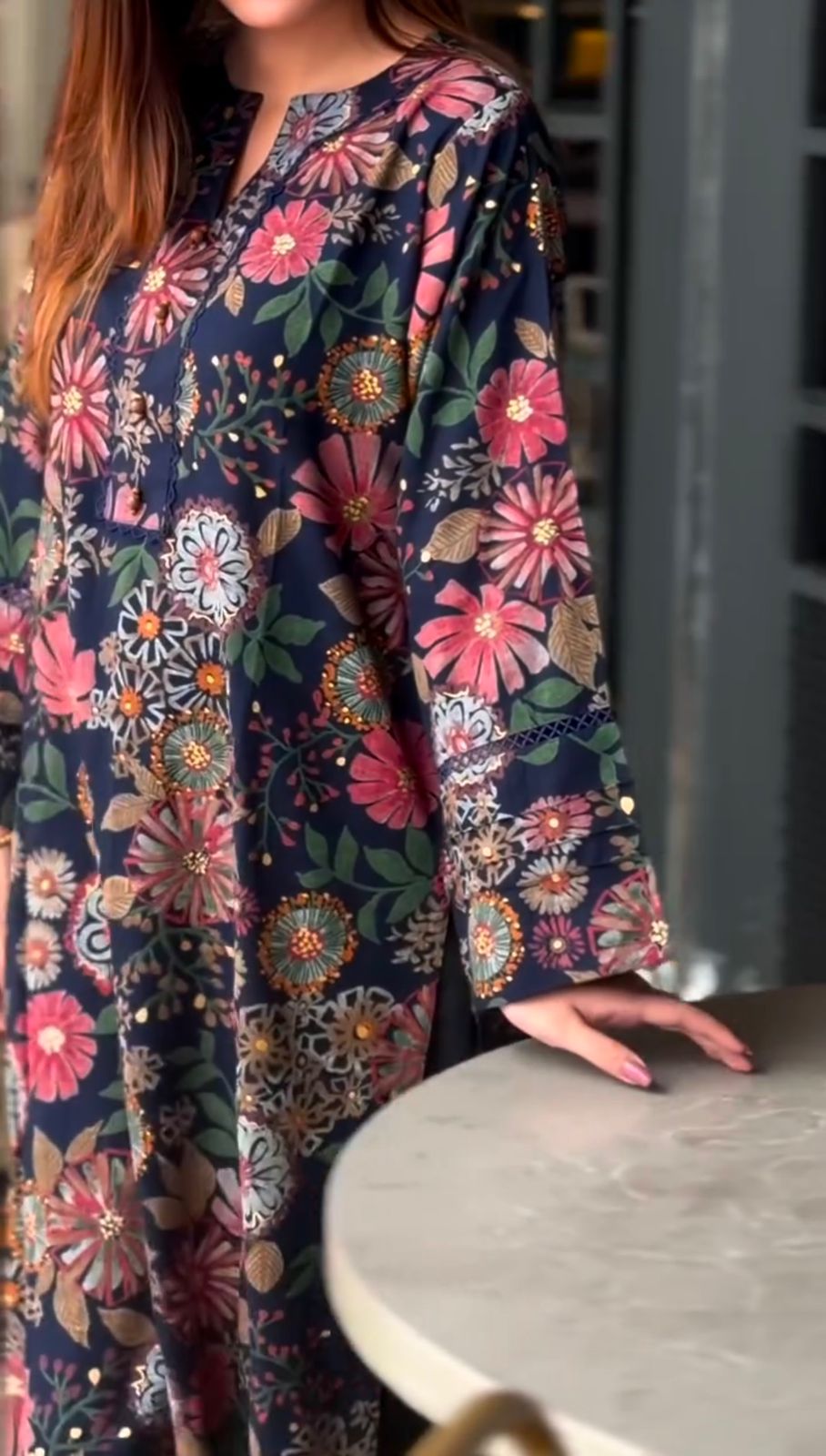 Zuri Cotton Silk Summer Floral Long Kurta