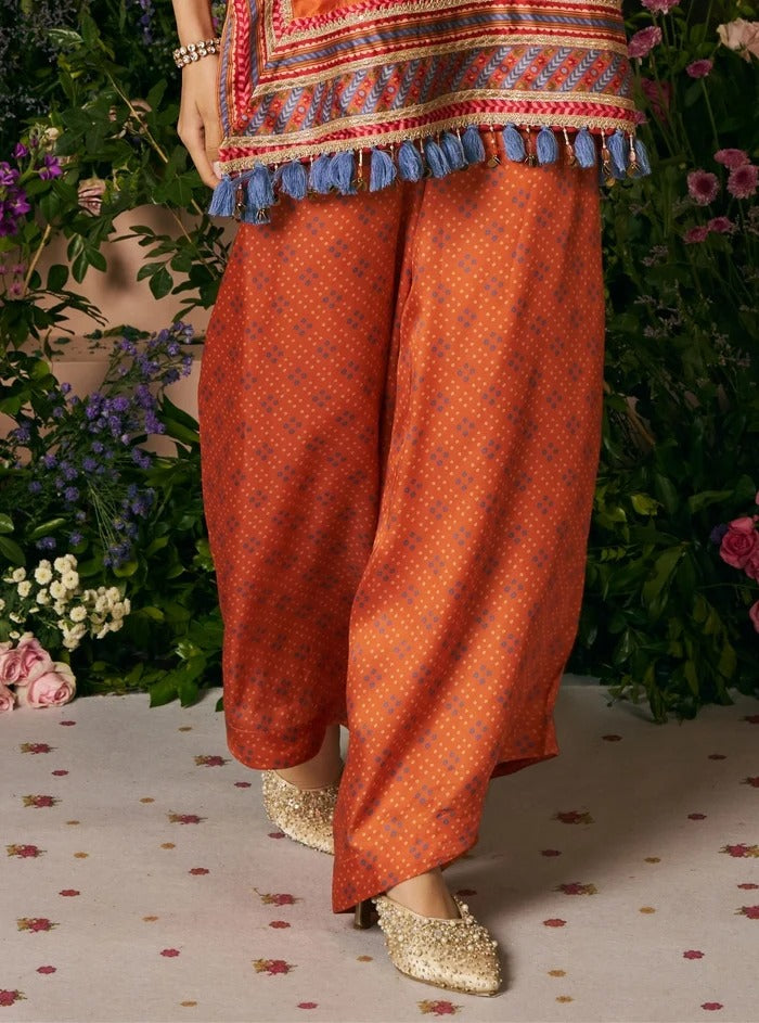 Mannat Celebration Pure Satin Designer Orange Kurta Set