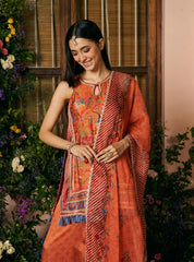 Mannat Celebration Pure Satin Designer Orange Kurta Set