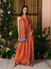 Mannat Celebration Pure Satin Designer Orange Kurta Set