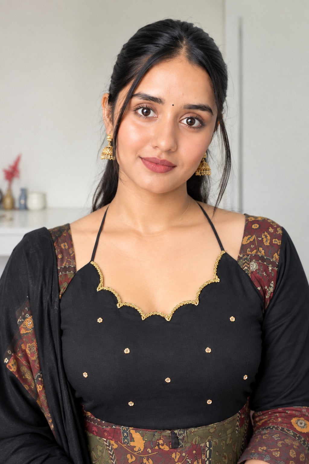 Madhu Ajrakh Patchwork Anarkali Designer Gown