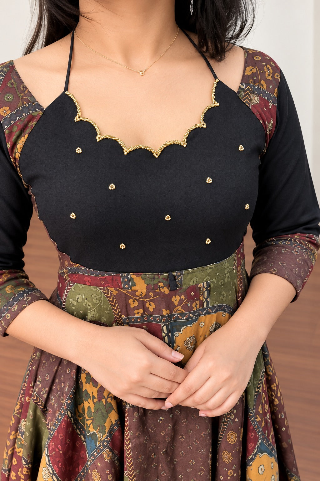 Madhu Ajrakh Patchwork Anarkali Designer Gown