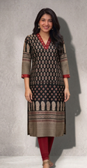 Mahi Ajrakh Printed Real Mirror A-Line kurtis