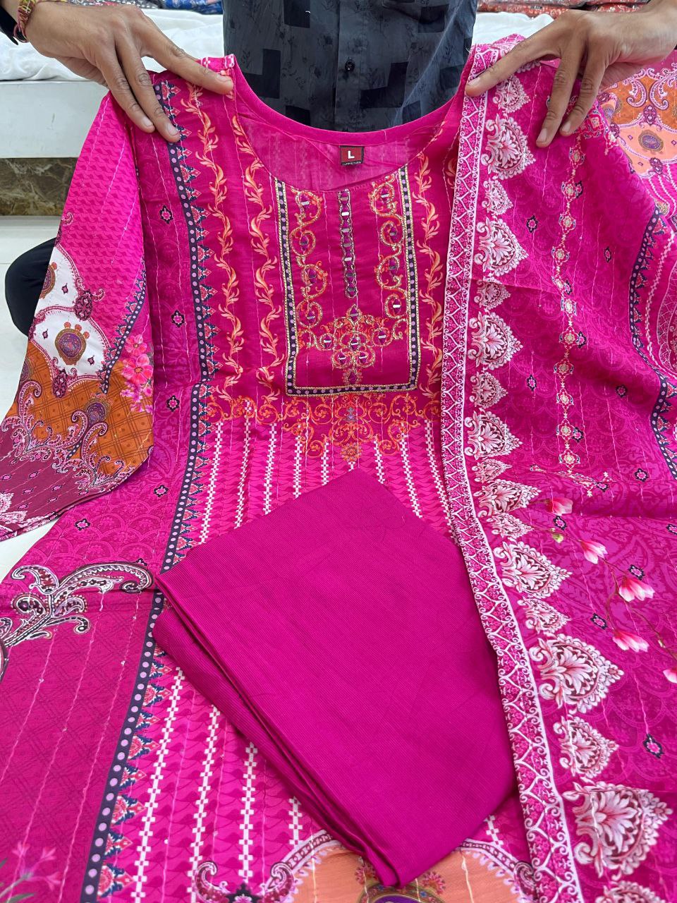 Charming Pink Muslin Kurta Pair With Dupatta