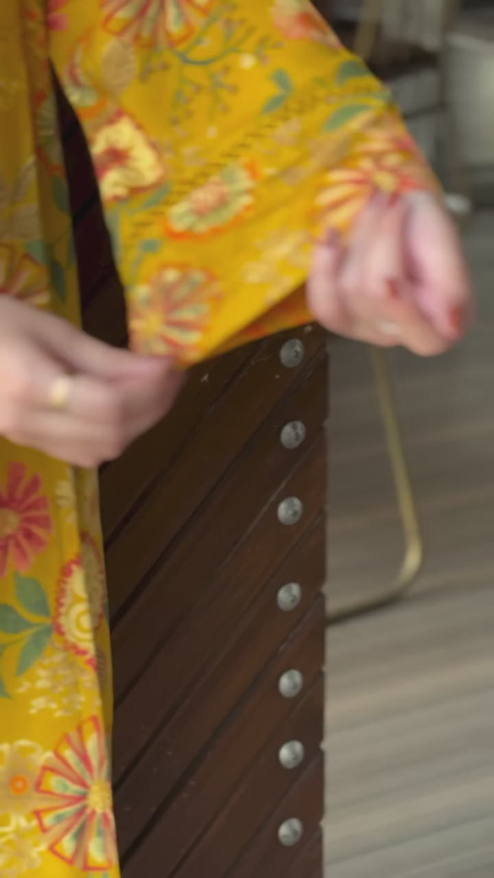 Zuri Cotton Silk Summer Floral Long Yellow Kurta