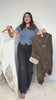 Olive Green Asymmetrical Muslin Co-ord Set