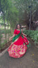 Pastel Red Jacquard Silk Weaving Zari Work Lehenga Choli Dupatta With Purse